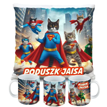 Zestaw Super Koty – Kubek i Poduszka z Kocim Motywem